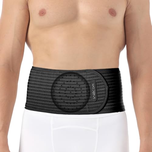 Willcom Umbilical Hernia Belt for Men and Women – Abdominal Support Binder with Ventilated Compression Pad for Pain Relief, Belly Button, Ventral and Incisional Hernia Support(M, 35.5-40.5'')