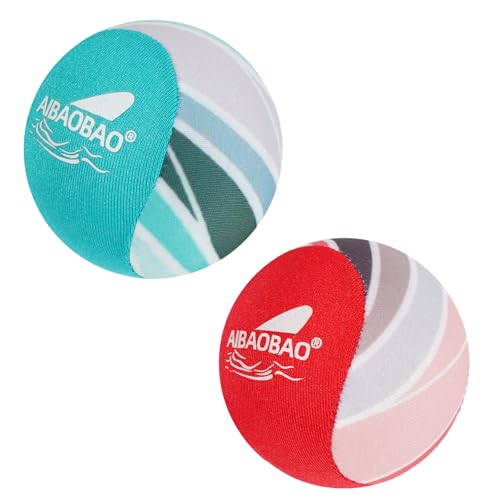 AIBAOBAO Bola de água 2 peças bola de recuperação de água, bolas de água reutilizáveis Water Bouncing Ball secagem rápida jogos de praia piscina mar festa e atividades para crianças adultos (vermelho ciano