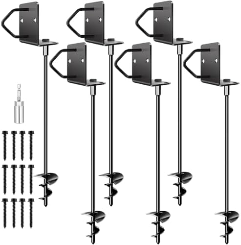 Homeon Wheels Camping Ground Anchors Aluminum Screw Heavy Duty Metal Non-Rust Cast Tent Ground Stakes In Kit For Securing Animals, Tents, Canopies - View #4