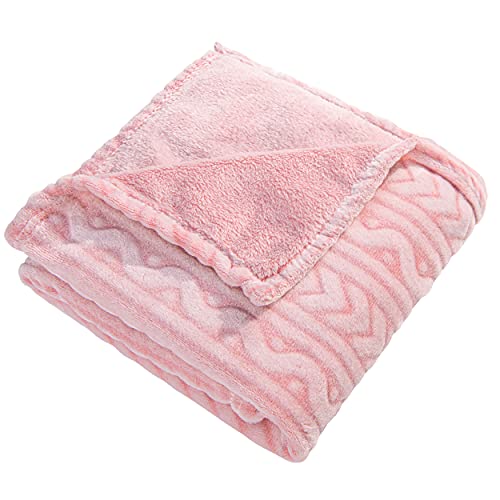 Image of NTBAY Plush Flannel Baby Blanket, Soft and Warm Toddler Blanket with Wave Pattern for Stroller, Crib, Travel, 30x40 Inches, Cherry Blossom Pink
