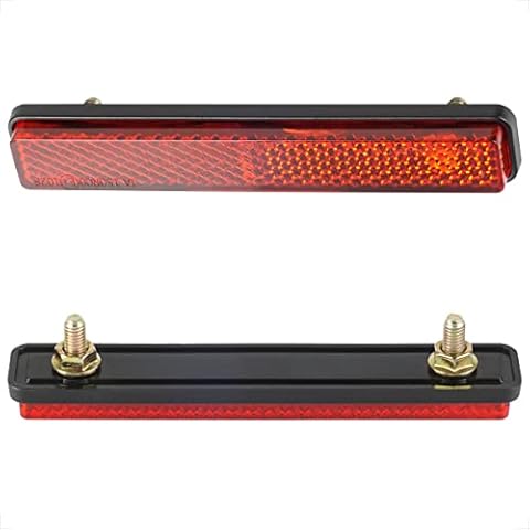 evermotor Red Reflector for Motorcycle, 4.25 inch Rectangular M5 Universal Screw Mount Reflective Warning Reflector,Installed on Porch UTV ATV Motorcycle Saddlebag(2 Pieces) Cover