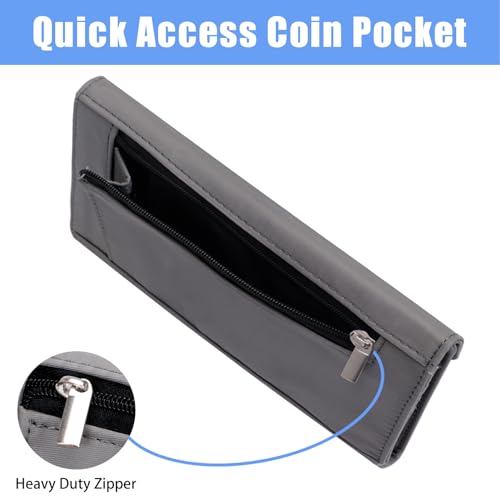Envelope Card Wallet for Women and Men Ultra Slim Credit Card Case with Zip Coin Pocket 13 Card Slots 1 ID Window, Gray4