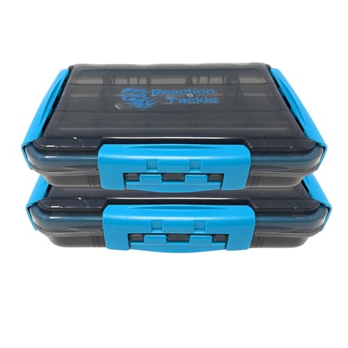 Reaction Tackle Premium Tackle Trays, Water Resistant Fishing Tackle Box Organizers with Triple Clip Closure, Removable Dividers and Clear View Design - 3600 (2-Pack)