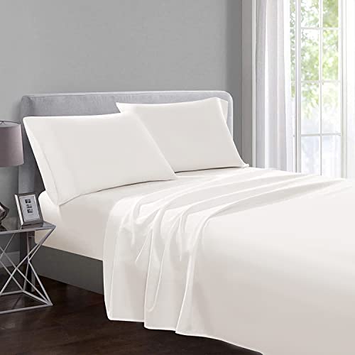 Yorkshire Bedding Flat Sheet Super King 100% Egyptian Cotton 200 Thread Count Hotel Quality Cream Bed Sheets (270 cm x 310 cm)