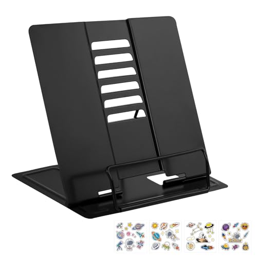 Atril para Libros de Metal Plegable, AUNHOKE Soporte Libros para Estudiar Soporte de Lectura, Atril Metálico para Libros con 6 Alturas Ajustables para Leer para Tableta Música Libro de Recetas