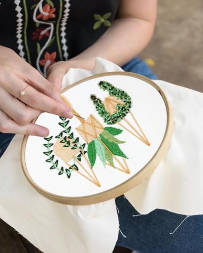 Image of Santune 3 Sets Embroidery Kit for Beginners Needlepoint Cross Stitch Kits for Adults,Stitch Learning DIY Sets with Instruction Video,Stamped Floral Patterns,Hoop,Threads,Sewing Kit