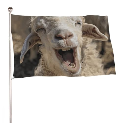Grand drapeau de bienvenue tête de chèvre beige aux œillets