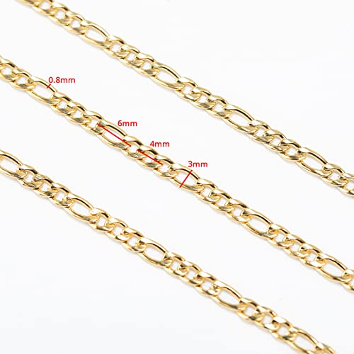 Umaokang 16.4 Feet Gold Stainless Steel Figaro Chains Link Spool Necklace Chain Bulk With Lobster Clasps And Jump Rings For Choker Necklaces Jewelry Making #TOP2