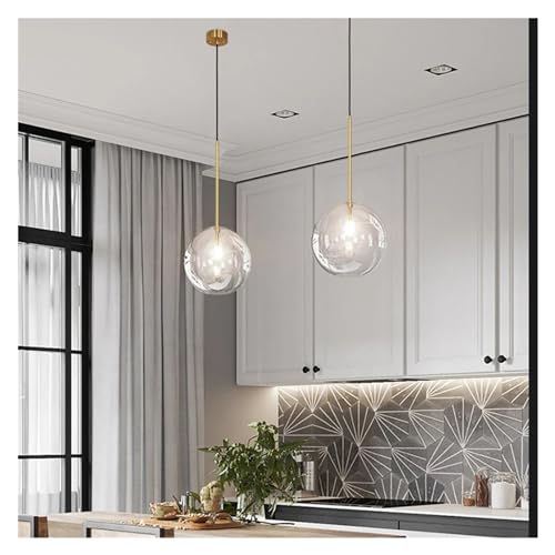 Lámparas colgantes de bola de cristal transparente modernas y candelabros de comedor 7