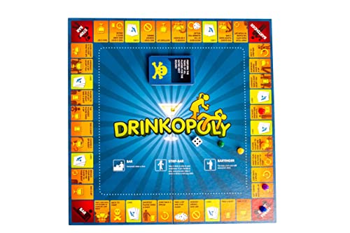 Drinkopoly - the King of Drinking Games - Combined Board/Table Party Games for Adults and Students with 50 Cards with Tasks, an (Un) Forgettable Experience, A Drinking Game Set