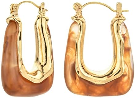 Geometric Acrylic Resin U Shape Hoop Earrings Bohemian Minimalist Statement Gold Huggie Earring for Women Girl