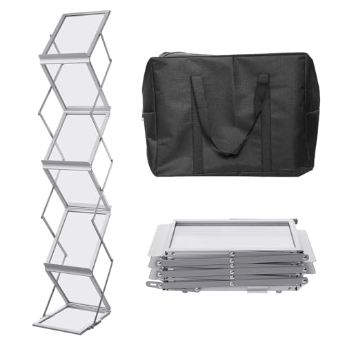 Présentoir pliable pour magazines porte-brochure en aluminium amovible