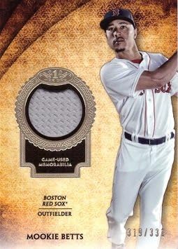 2017 Topps Tier One Relics #T1R-MB Mookie Betts Game Worn Jersey Baseball Card - Gray Jersey Swatch - Only 331 made!