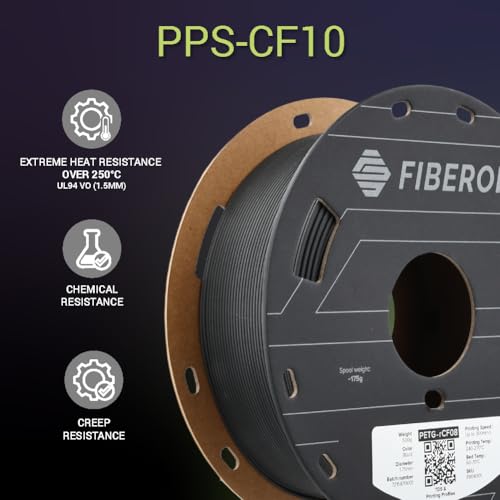 Image of Polymaker Fiberon PPS-CF10 Filament Black 1.75mm 0.5kg, Extreme Heat Resistance - Fiberon Carbon Fiber Reinforced PPS 3D Printing Filament Ideal for Molding
