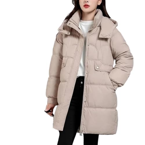 Abrigo grueso y cálido para mujer, chaqueta acolchada de algodón con capucha extraíble, ropa de abrigo para mujer, Luz De Color Caqui, S