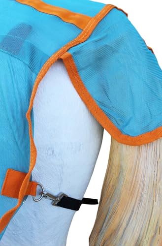 Image of Challenger Horse Mesh Summer Sheet Spring Fly Sheet Airflow Neck Turquoise Orange 73151