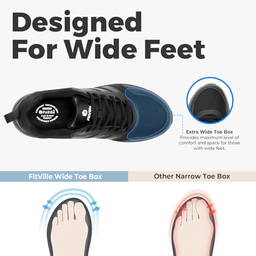 Image of FitVille Extra Wide Sneakers for Men with Wide Toe Box, Lightweight Trail Running Shoes for Workout Gym Cross Training Shoe Fashion Casual Sneaker