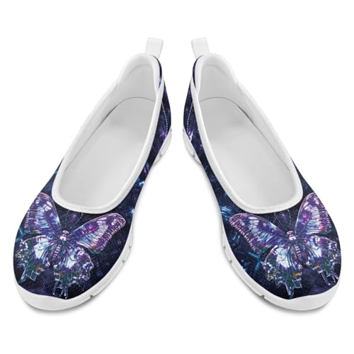 Howilath Butterfly Print Women Mesh Flats Shoes Slip on Walking Shoes Non-Slip Shoes Breathable Loafers Shoes2