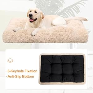 Ksiia dog crate bed washable dog beds for large dogs deluxe plush fluffy comfy thick kennel pad anti slip  anti scratch pet sleeping mat 35 x 23 inch camel   cucciolini doodles