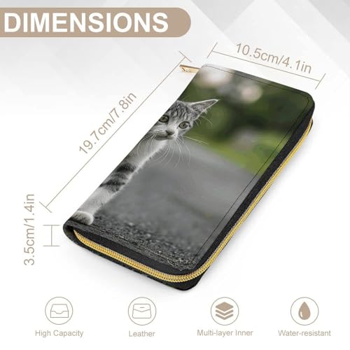 Womens Leather Wallets Walk Along The Road Wallet for Women Large Capacity Card Phone Holder Ladies Purse2