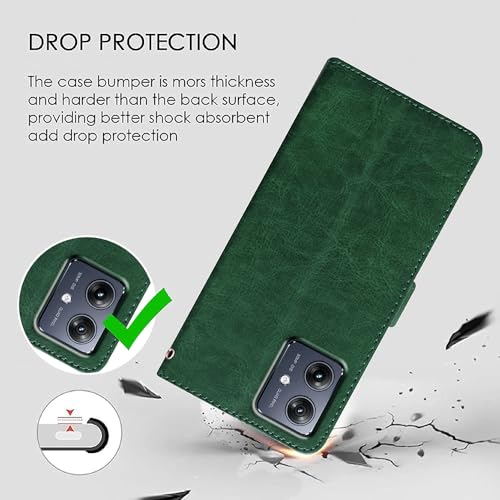 Image of Amazon Brand - Solimo Flip Leather Mobile Cover (Soft & Flexible Back case) for Motorola Moto G54 5G / G54 Power 5G / G64 5G (Green)