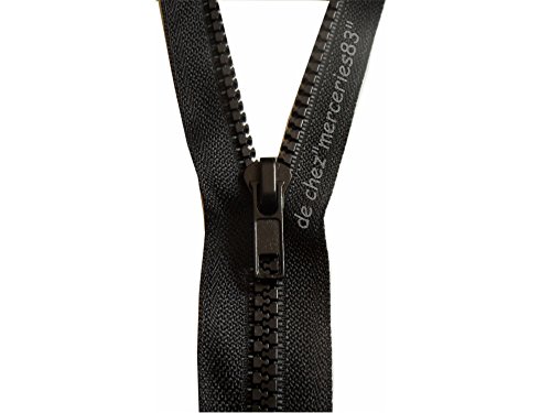 Fermeture Éclair 60 cm NOIR - MAILLE 5 mm - A Glissière Plastique A Zipper Ouvrable Séparable Couture Couleur NOIR 60 cm - Largeur 3 cm.