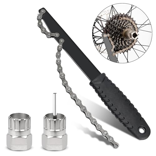 Cadena de Bicicleta Kit de Herramientas,Paquete de 3 Látigos para Cadena de Bicicleta, Extractor de Piñones, Herramienta de Bloqueo de Casete, Extractor de Piñones