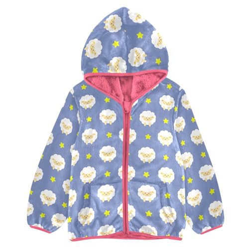 Sheep Toddler Fleece Jacket Baby Girls Hooded Zipper Long Sleeve Thick Warm Outerwear 3-10 Years