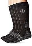 Columbia Men's 4 Pack Moisture Control Ribbed Crew, Black, (Shoe Size Sock Size: 10-13/Shoe Size:9-11)