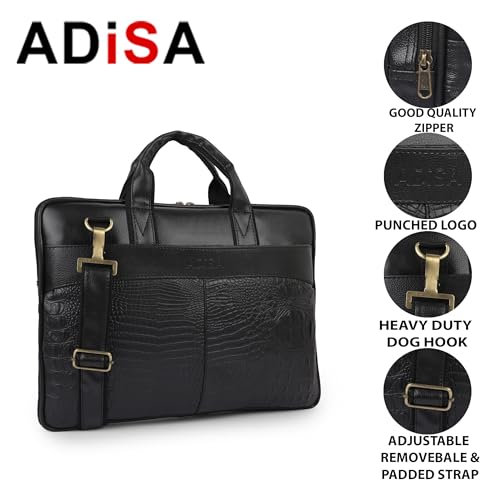 Image of ADISA Laptop Messenger Office Bag Briefcase for Work for Men (LB6056-BLA)
