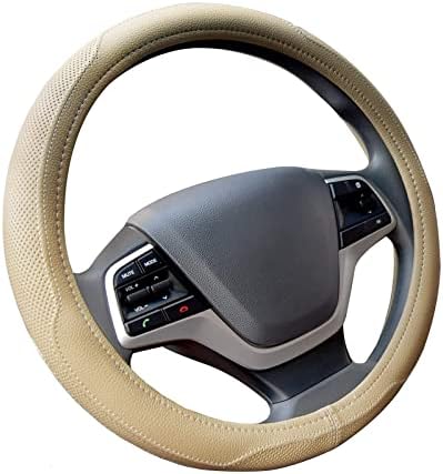 Car Leather Steering Wheel Cover - Ylife 15-inch Universal Microfiber Steering Wheel Covers - Neutral & Soft & Breathable & Silicone Anti Slip Auto Steering Wheel Wrap for Men Women （Beige）