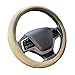 Ylife Microfiber Leather Car Steering Wheel Cover, Universal 15 inch Breathable Anti Slip Auto Steering Wheel Covers, Beige