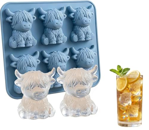 Mini-Hochlandkuh Eiswürfelform 3D Silikon Eisform in Kuhform 2026 Neue EiswüRfelform Kuh 3D-Kuh-förmiges Flexibles Silikon-Kühlwürfel-Herstellungswerkzeug Für Schokolade Ostern Geschenke