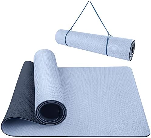 IUGA Yoga Mat Non Slip Textured Surface, Reversible Dual Color, Eco Friendly Yoga Mat with Carrying Strap, Thick Exercise & Workout Mat for Yoga, Pilates and Fitness (72"x 24"x 6mm )