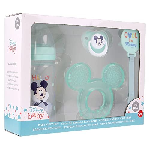 Set De Regalo Para Bebé Que Incluye Biberón, Chupete, Sujetachupetes Y Mordedor | Cool Like Mickey