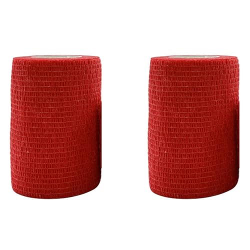 Fnfhsa 2X Cinta Envolvente Elástica Autoadhesiva Deportiva Roja para Rodilleras, Almohadillas para Soporte de Dedos, Tobillo, Palma y Hombro