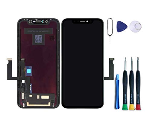 Premium Screen Replacement Compatible with iPhone X Screen Replacement 5.8 inch (Model A1865 A1901 A1902) Touch Screen Display digitizer Repair kit Assembly with Complete Repair Tools (Black-XR)