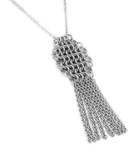Amazon Com Original Stainless Steel Tassle Necklace Handmade Long Fringe Necklace 11th Anniversary Gift For Wife Steel 11 Year Wedding Anniversary Jewelry Choose Length By Chainmettle Jewelry Handmade