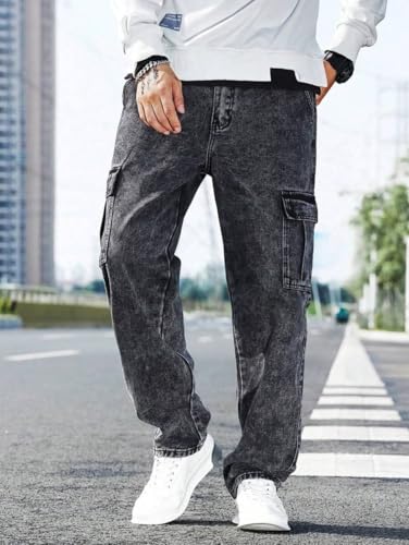 Image of TAGAS Men Loose Fit Men's Flip Pocket Jeans || Mens Stylish Cotton Loose Fit Denim Cargo || Multi-Pocket Styling Pant||