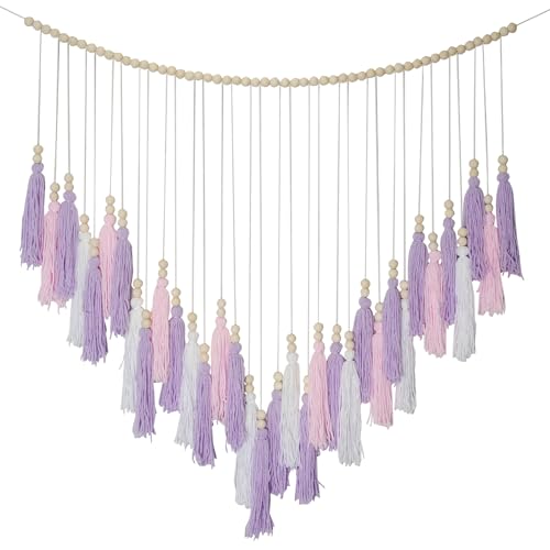 Pink & Purple Macrame Hanging Boho Wall décor, Purple Wall