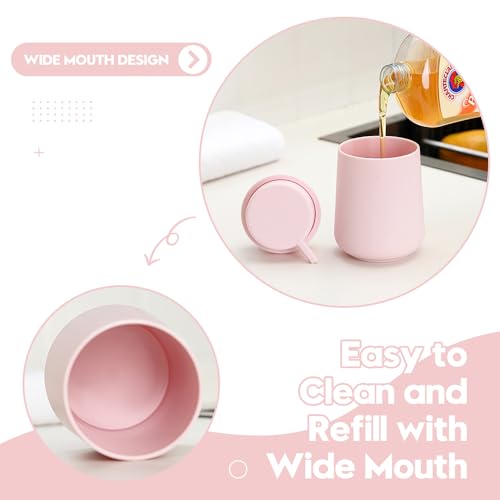Image of YAUKPH Matte Light Pink Foaming Hand Soap Dispenser Plastic 11 oz - Modern Minimalist Style for Bathroom & Kitchen Countertop Refillable