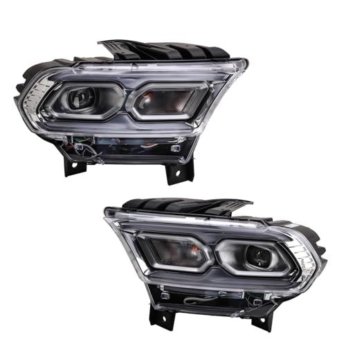 Image of TRQ Driver and Passenger Side Headlight Assembly Set Compatible with 21-24 Dodge Durango with Chrome Bezel with Standard Headlights