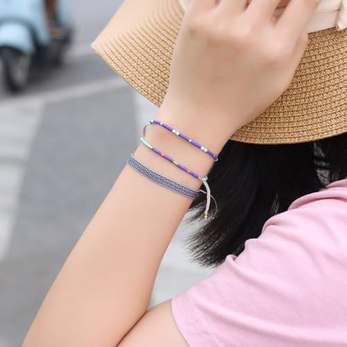 Image of KELITCH Boho Women Crystal Shell Beaded Friendship Bracelets Handmade Strand Bracelet Bangles Jewelry
