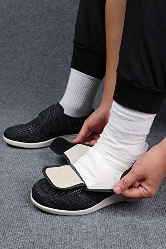 ZUMEIJIA Men's Diabetic Elderly Shoes Large Size Plus Fertilizer Widening Shoes Adjustable Foot Swelling Shoes Non-Slip Double Insole Air Cushion Bottom Walking Shoes Black Grey 9 | Image 5