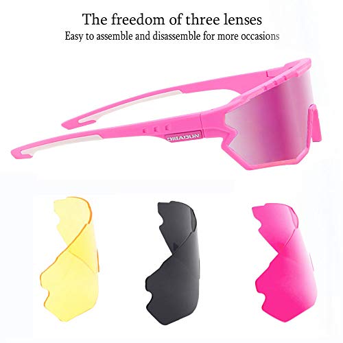 Gieadun Sports Sunglasses Cycling Glasses Polarized Cycling, Baseball,Fishing, Ski Running,Golf (Pink) #TOP3
