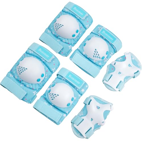 Kids/Youth Knee Pad Elbow Pads Guards Protective Gear Set for Roller Skates Cycling BMX Bike Skateboard Inline Skatings Scooter Riding Sports (Star Green, Small (3-7 years))