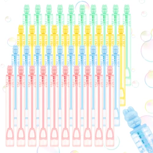SULOLI 40 pcs Bunny Bubble Wands, Mini Bubble Party Favors Wand Blowing Sticks Bulk for Kids Adults Summer Birthday Party Supplies
