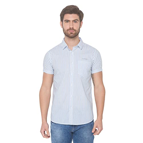Image of Spykar Men's Cotton Slim Casual Shirts (Sky Blue) (4XL) (MSH-01BB-282)