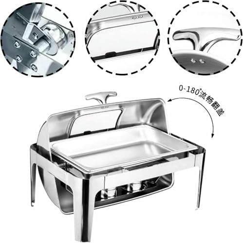 Chauffe-plat buffet 9L rectangulaire avec dépôt eau et combustible pour traiteur - 3