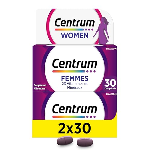 Centrum Women multivitamines femme, 13 Vitamines et 10 Minéraux, Compléments Alimentaires pour Femmes, Lot de 2x30 Comprimés